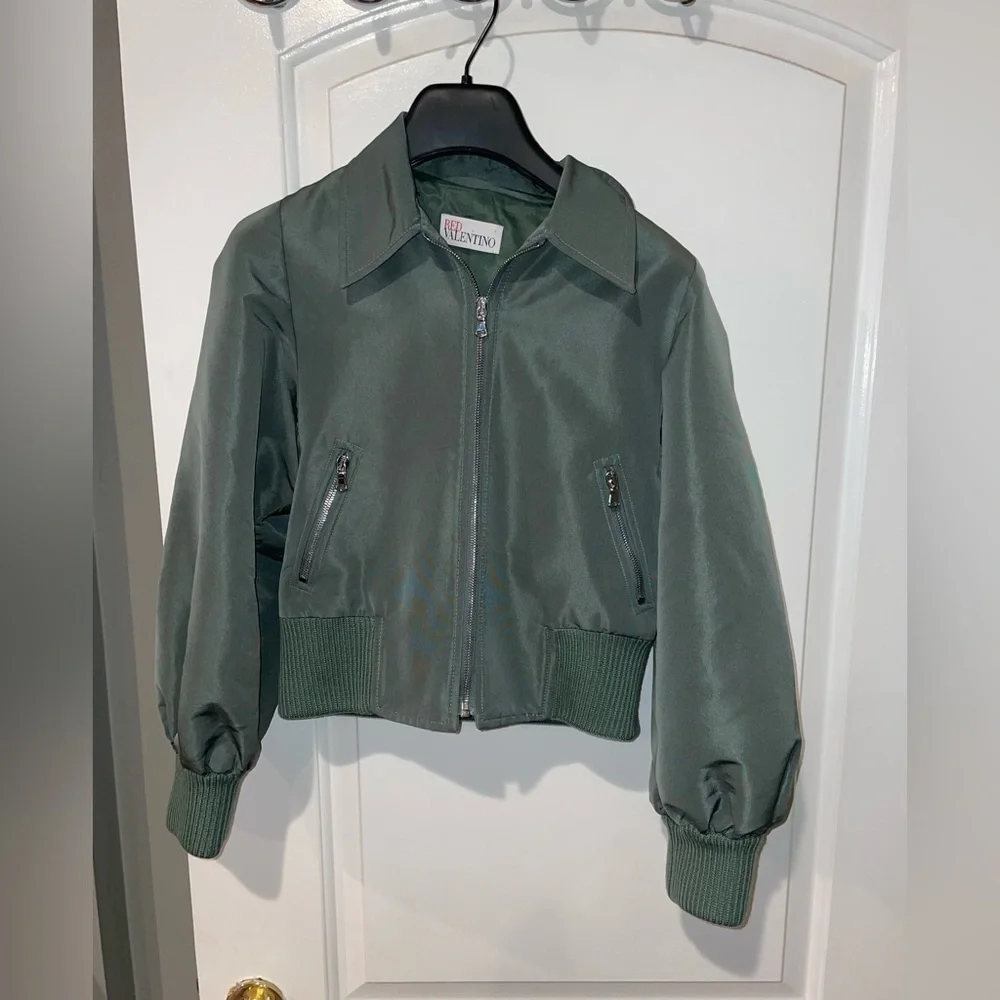 RED Valentino Satin Faille Cropped Bomber Jacket ✨ Size Small / IT 40 - Picture 6 of 12